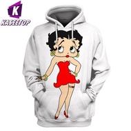 เสื้อคลุมแฟชั่นการ์ตูนเสื้อกีฬาผู้หญิง Betty Boop-S น่ารักสำหรับท่านชายพิมพ์3D สตรีทแวร์เสื้อจัมเปอร