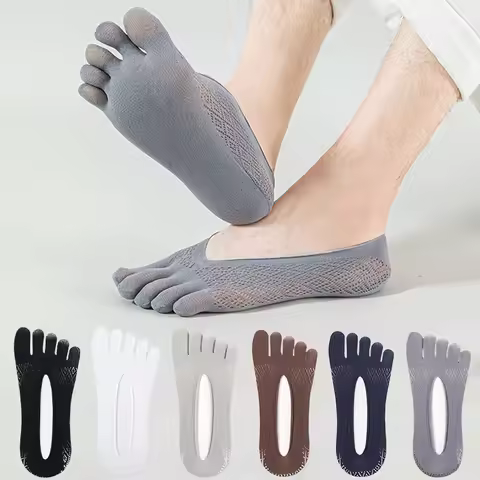 5Pairs Men Socks with Fingers Summer Ultra-thin Breathable Invisible Toe Silk Socks Elastic Men's An
