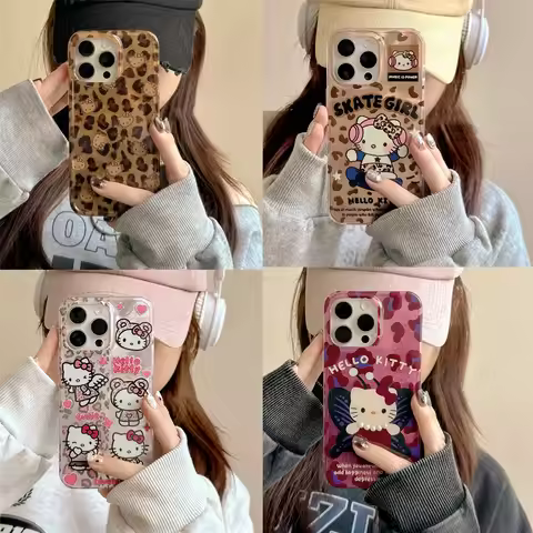 Y2k Sanrios Leopard Hellokitty Phone Case For Samsung Galaxy S25 S24 S23 S22 S21 FE Ultra Plus 4G 5G