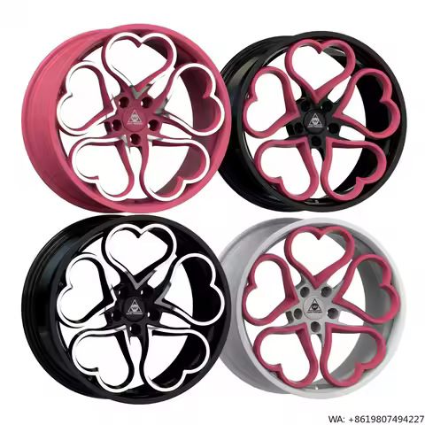 Aluminum Alloy T6061 Lightweight Rim 16 17 18 19 Inch Pink Car Wheels Love Hearts Style Rim Customiz