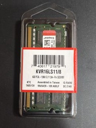 [全新]金士頓Kingston 8GB DDR3L 1600 筆記型記憶體，量購優惠(低電壓1.35V)(KCP3L16SD8/8)