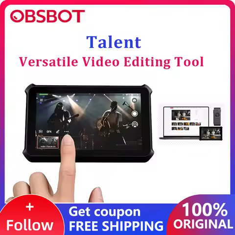 OBSBOT Talent Monitor Video Switcher Encorder Recorder Video Mixer with 7 Video Inputs, Live Streami