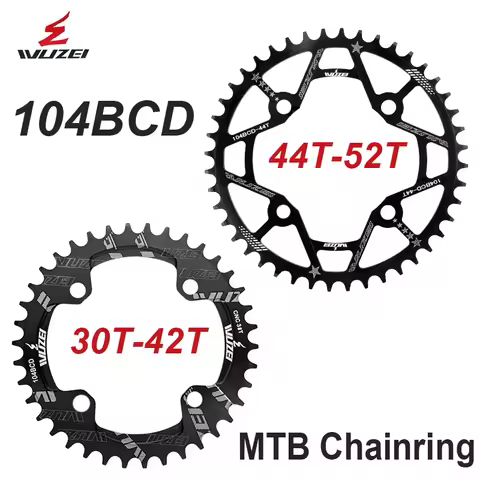 Wuzei 104BCD MTB Chainring Narrow Wide 104 BCD Crown Mountain Bike Sprocket 30 32 34 36 38 40 42T Bi