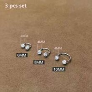 3pcs Shiny Soft Ceramic Horseshoe & Ball Earrings, Women/Girls Delicate Sparkling C-Shape Stud Earri