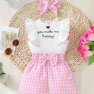 BAJU SETELAN ANAK PEREMPUAN KNIT HAPPY LUCU Set Hornet Cantik Gratis Bando