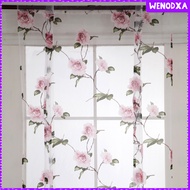 Roman Curtain Voile - Tie Up Silk Ribbon Shade - Window Valance Drape For Small Window, Kitchen Bedroom With / Rod Pocket