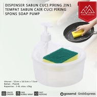 2-in-1 Dishwashing Soap Dispenser Liquid Soap Dispenser Soap Pump Sponge