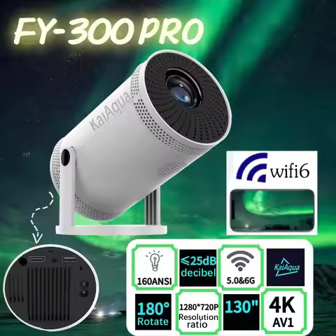NEW KaiAqua Smart 4K Full HD Projector FHD FY300 Pro WiFi6 3D Home Theater Portable Beam Projector M