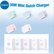 THREEKEY TK116 USB C Charger, 30W GaN Fast Wall Charger Block,PD USB-C Power Adapter