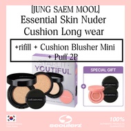 [JUNG SAEM MOOL] Essential Skin Nuder Cushion Long wear +rifill + Cushion Blusher Mini + Puff 2P
