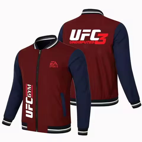 UFC Logo Printed Jacket Long Sleeved Men's Zipper Cardigan Casual Baseball Jacket Racing Team Racing