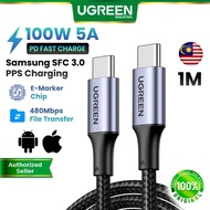 UGREEN USB C to C Cable 100W 5A PD3.0 Fast Charging PPS SFC2.0 Nylon Braided Type-C iPhone 17 16 15 