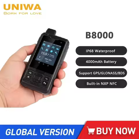 UNIWA B8000 Waterproof POC Walkie Talkie 2.4Inch Touch Screen Quad Core 1GB+8GM Android 8 Mobile Pho