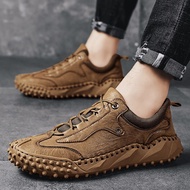 HOT11★Brand Cal Shoes Fashion Leather Outdoor Hiking Handmade Comfortable Classic Ankle Non-slip Moccasins Shoes Soft Homme New