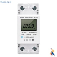 THECEDARS Electric Meter, Digital Display 2 Wire 2P KWh Meter, Precise Single Phase LCD Screen DIN R