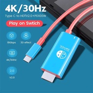 2m 4k 30hz Usb Mudah Alih Jenis C Ke Kabel Penukaran Hdtv Untuk Mod Dok TV Pada Nintendo Switch Stea