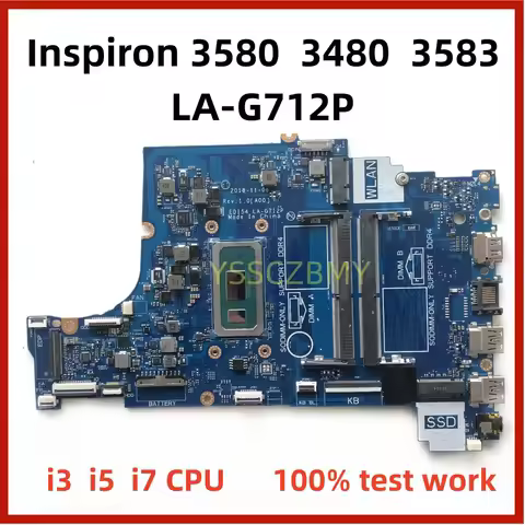 LA-G712P For DELL Inspiron 3480 3580 3583 Notebook Mainboard EDI54 0TWYDT 0VFMW4 I3 I5 I7 CPU DDR4 L