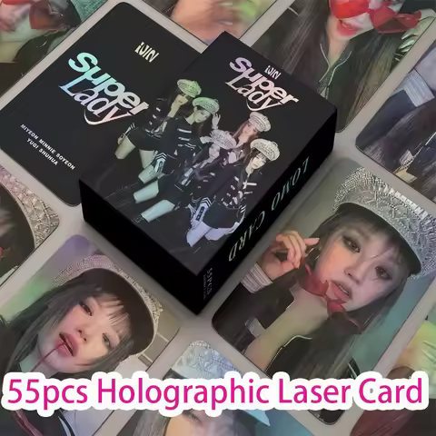 KPOP 55pcs/set (G)I-DLE Laser Small Card 2nd Album Super Lady LOMO Card Hologram Photo Card MINNIE Y