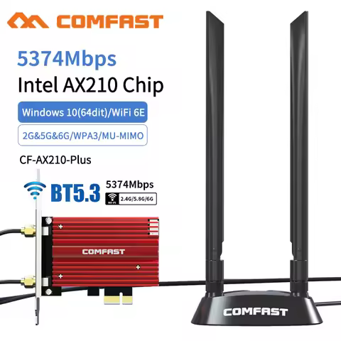 COMFAST 5374M WiFi6E Intel AX210 Bluetooth 5.3 Dual Band 2.4G/5GHz WiFi Card 802.11AX/AC PCI Express