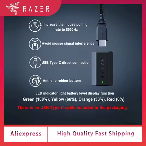NewOriginal Razer HyperPolling True 8KHz Wireless Dongle Compatible Cobra Pro Viper V2 Pro DeathAdde