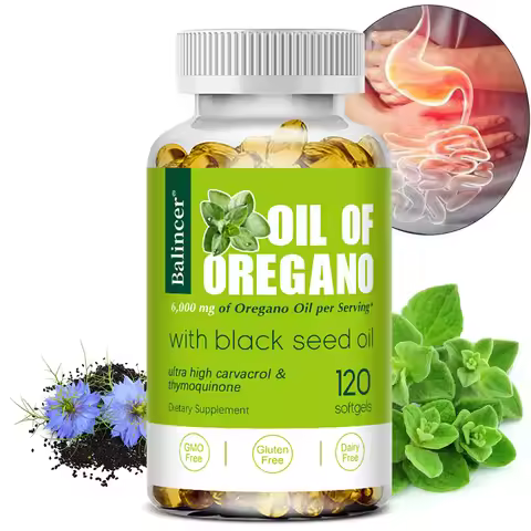 Oil of Oregano Softgels 6000mg with Black Seed Oil 200mg | Non-GMO, Immune Support, Promote Digestiv
