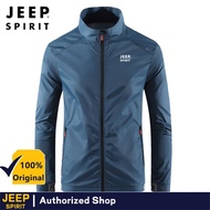 JEEP SPIRIT Mens Sunscreen Clothing UV Protection Skin Clothing Windproof Jacket Outdoor Sports Upf5