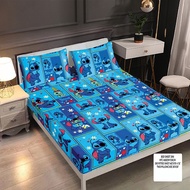 3in1 Stitch Bedsheet Cotton Character Bedsheet Single/Queen Size Bedsheet Set