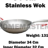 Sus304 Stainless Wok/Wok/Skillet 2 Cm Thick 34 Cm Sswb34