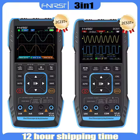 FNIRSI Latest 3-In-1 Multimeter Digital Oscilloscope Signal Generator, Dual Channel 10MHZ*2 50MS/S,