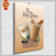 Poster kayu menu minuman es boba coklat es kopi susu es kelapa hiasan dinding walldecor aesthetic