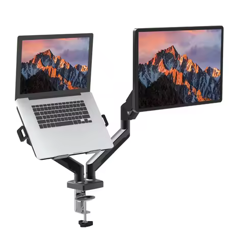 Dual Monitor Stand with C Clamp Monitor Desk Mount Full Adjustable Expandable Display Bracket for 13