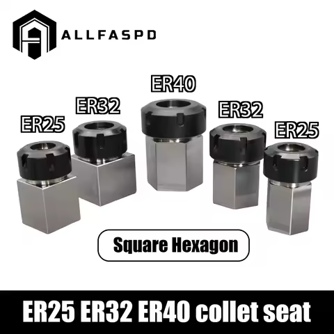ER Collet Block ER25 ER32 ER40 Collet Block Hex Square Collet Chuck Seat for CNC Lathe Engraving Mac