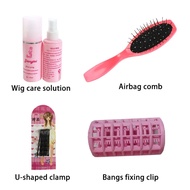 4 Sets Hair Care Include Wig Care Solution Air Bang Comb U-shape Clamp Bangs Fixing Clip