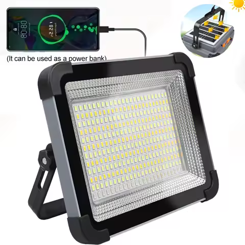 1000LM Solar-Powered Flood Light - 50W Rechargeable LED with Reflector, Waterproof for Outdoor Const