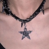 Y2K Y2K Jewelry Y2K Necklace Y2K Pendant Asian Culture Star Rivets choker Accessories Gothic Dark Fe