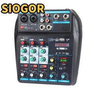 SIOGOR Audio Mixer, 4-Channel Bluetooth DJ Console Mixer, with 48V Phantom Power Portable Monitor Ka
