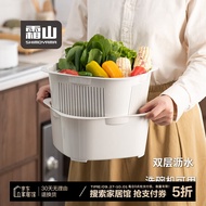 霜山SHIMOYAMA洗菜盆沥水篮家用厨房多层洗水果淘米可叠加菜篮子洗碗机可用 洗菜篮(储水篮*1+沥水篮*1) 6.3L