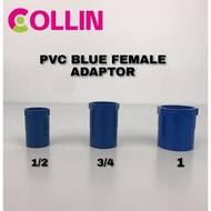 PVC BLUE FEMALE ADAPTOR 1/2 3/4 1 PVC BLUE FITTINGS PIPE PUMP PARTS