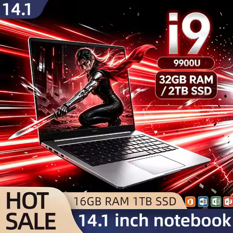 2026 Intel i9 9900 Ultra Slim 14.1 Inch Laptop 32GB RAM 2TB SSD Pro Gaming Notebook 1920x1080 Office
