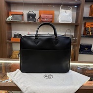 95%New Used Hermes公事包 Plume Dog 38黑色Box皮#愛馬仕