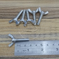 M6x25 Butterfly Wing Bolt M6 x 25 Bolt 10 Length 2.5cm Butterfly White Galvanized 6x25 6 x 25 25MM 2