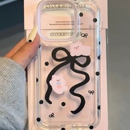 Black Black Ribbon Bear Soft Case OPPO Note 70 C71 C75 A5 2025 A5X A3X A5i C75x 14F 14 A60 Reno 11F 