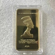 1ชิ้นทองทองแท่งจำลองราชินีอียิปต์คลีโอพัตรา VII Philopator Pyramid 1ทรอยออนซ์999/1000แท่งทองคำเหรียญสะสม Cx COD
