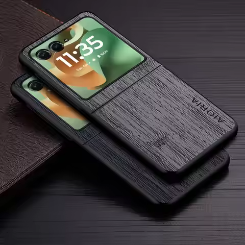 Case for motorola razr 60 50 ultra bamboo wood pattern Leather phone cover coque for motorola razr 6