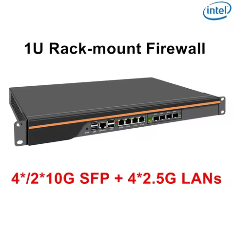 Topton 1U Rack-mount Intel N150 4 Cores Firewall Mini PC 4*/2*10G SFP+ 4*i226-V 2.5G LAN Enterprise 