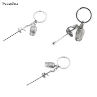 [Prasku] Fencing Theme Keychain Pendant Zinc Alloy Accessory for Purse Backpack Phone Charm Athlete 