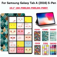 For Samsung Galaxy Tab A 10.1 inch (2016) S-Pen Fashion tablet protective case Samsung Galaxy Tab A 10.1'' SM-P580,SM-P585,SM-P585Y high quality Colored checkeredanti expression arabesques flip leather stand cover For Samsung case