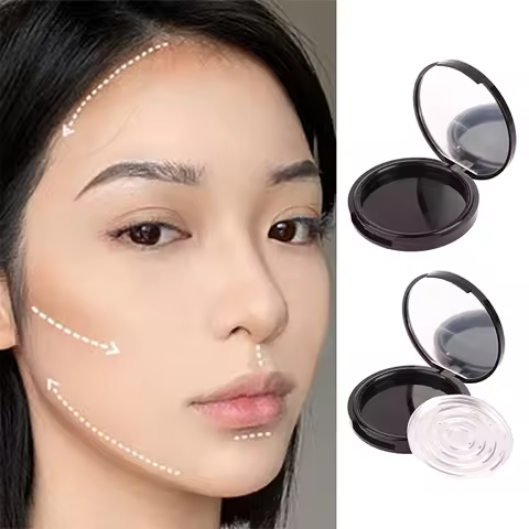 Reusable Empty Single Black Circular Highlight Box Blush Shadow Powder Box With Mirror Aluminum Pan 