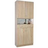 Tall Wooden Shoe Cabinet With Mirror