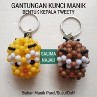 GANTUNGAN Tweety key chain. Cartoon bird head. Unique and cute souvenir accessories